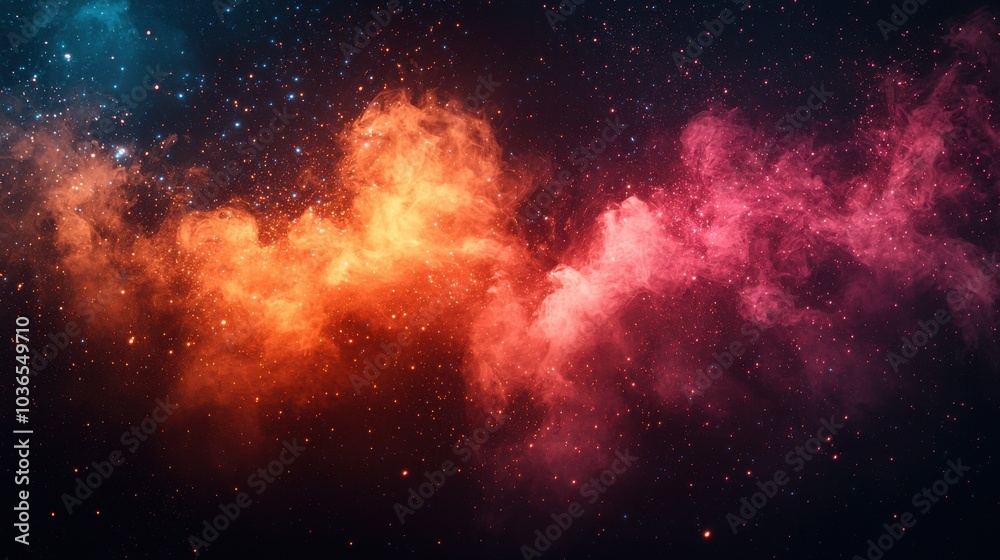 Naklejka premium Colorful cosmic nebula showcasing vibrant hues and stars in deep space