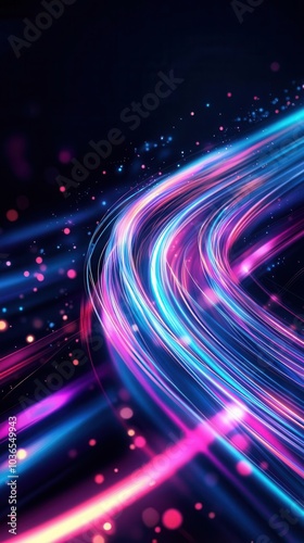 A neon motion lines creating futuristic flashes on a black background
