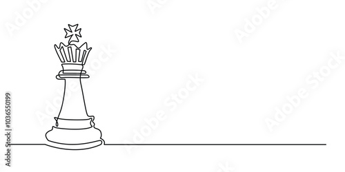 one continuous line drawing of the king of chess pieces.one line drawing of the king in the game of chess.single line vector illustration of chess pieces.isolated white background