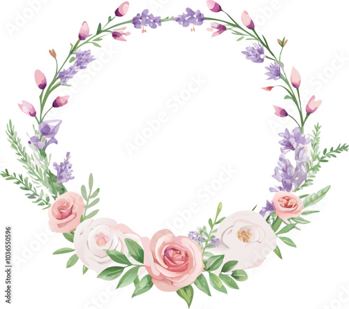 Floral Wreath with Lavender and Roses