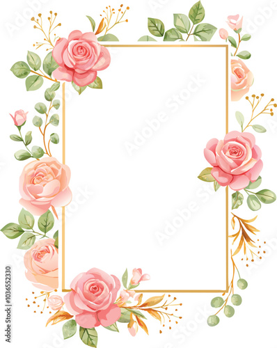 Elegant Floral Frame with Pink Roses