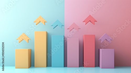 Minimalist Financial Growth Chart with Ascending Elements