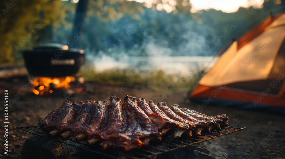 Grilled Ribs by the Campfire. Grilled Ribs by the Campfire.