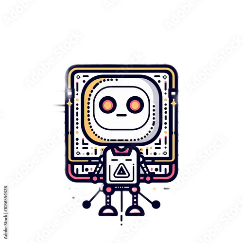Cute Cartoon Robot with Square Frame Design