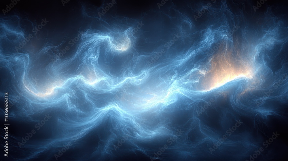 Abstract swirling patterns of blue and orange light resembling cosmic phenomena in a dark background Abstract swirling patterns of blue and orange light resembling cosmic phenomena in a dark background