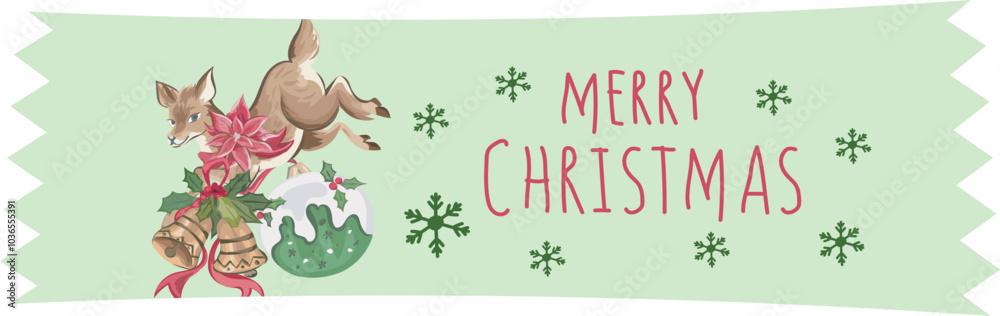 Naklejka premium Cute christmas washi tape. Vector illustration.
