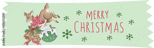 Cute christmas washi tape. Vector illustration.