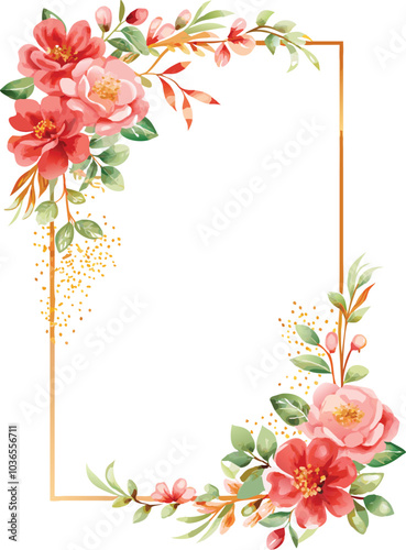 Floral Watercolor Frame Border Design