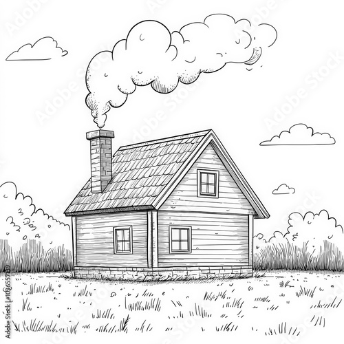 A cozy cabin with smoke com...