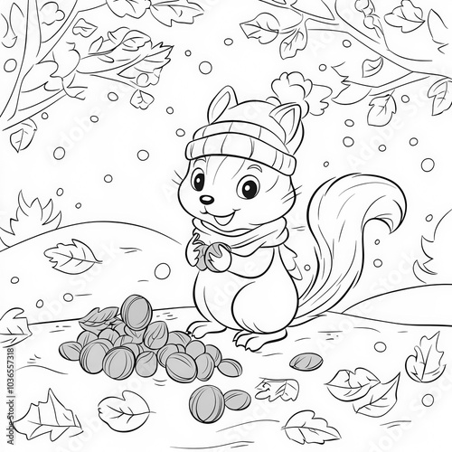 A cute squirrel gathering n...