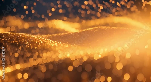 Golden sparkling light and bokeh blurred abstract background