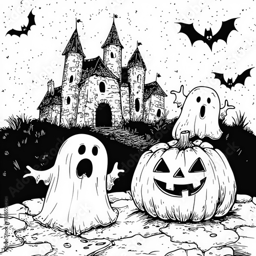 A Halloween scene with pump...