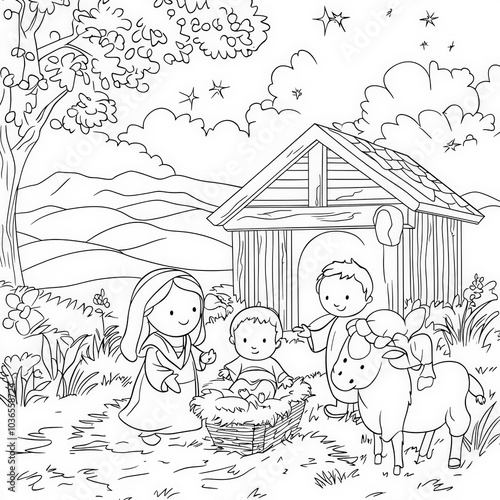 A nativity scene with the b...