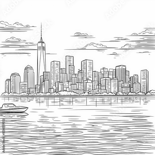 A vibrant city skyline at s...
