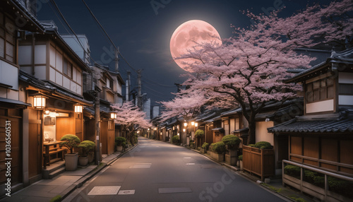 anime wallpaper featuring Tokyo and Japanese streets during cherry blossom season, blending eco-friendly city views, beautiful backgrounds, and village architecture, with light-filled skies