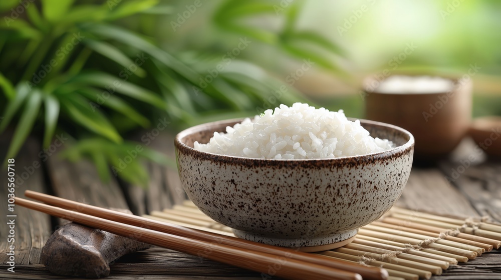 Elegant Japanese Chopsticks and Rice Bowl Arrangement Elegant Japanese Chopsticks and Rice Bowl Arrangement