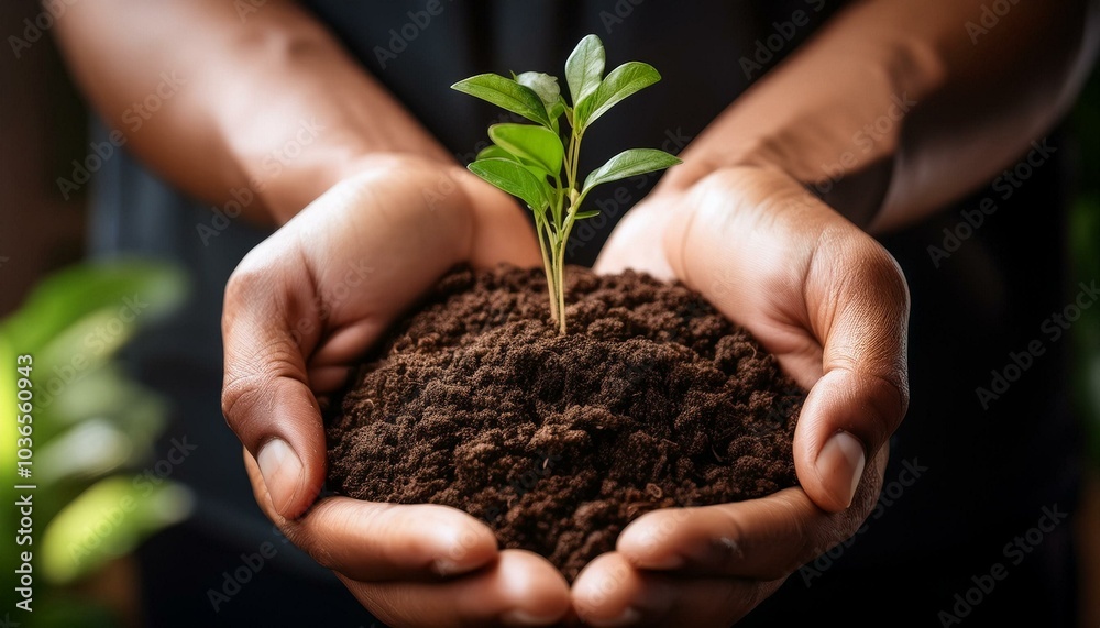 A close-up of hands holding soil with small plants sprouting, symbolizing new growth and sustainability. A close-up of hands holding soil with small plants sprouting, symbolizing new growth and sustainability.