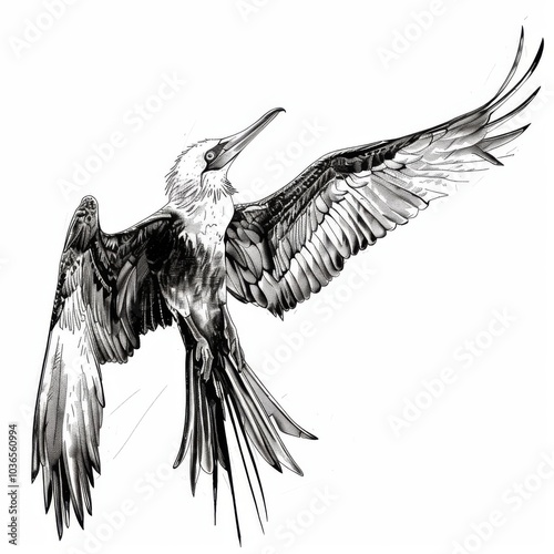 Artistic Frigatebird Illustration on Clean White Background photo