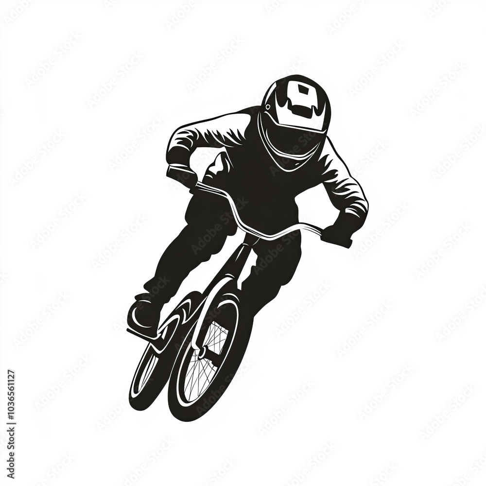 Fototapeta premium Bmx Silhouette, Illustration Isolated On White Background