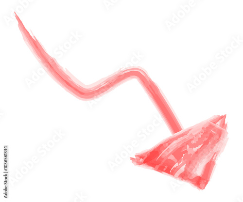 右肩下がりの手描き風のジグザグ矢印