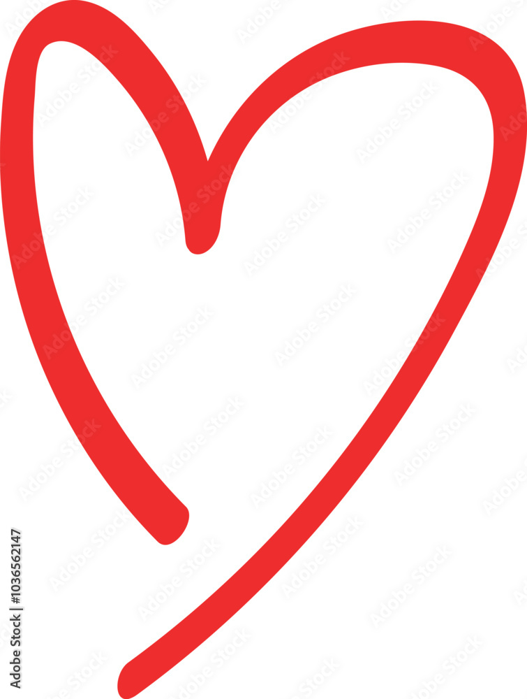 Hand-Drawn Red Heart Symbol, Isolated on White Background Hand-Drawn Red Heart Symbol, Isolated on White Background