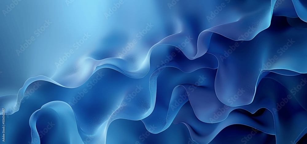 Obraz premium Abstract Blue Gradient Background with Wavy Curves and Fluid Texture