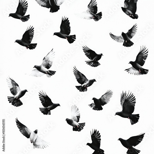 Pigeons Flying Isolated