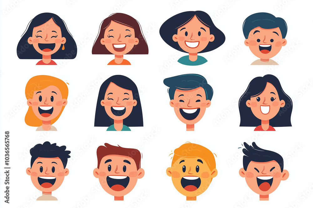 set of cartoon faces with one smiling and the others frowning. The faces are arranged in a row, with the smiling ones on the left and the frowning ones on the right. Scene is one of happiness set of cartoon faces with one smiling and the others frowning. The faces are arranged in a row, with the smiling ones on the left and the frowning ones on the right. Scene is one of happiness