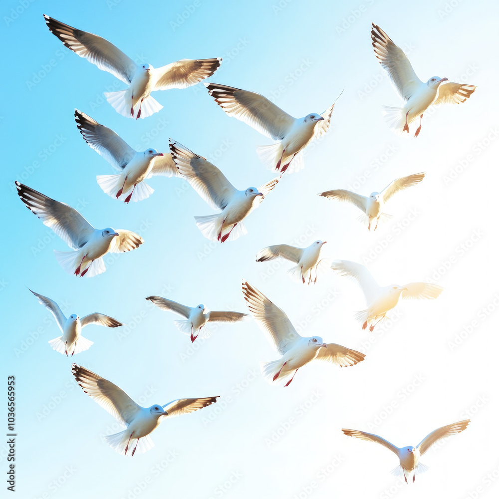 Obraz premium Seagulls Flying Isolated