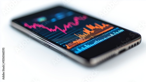 Isolated Smartphone Displaying Stock Market Chart