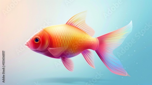 Colorful Minimalist 3D Fish Illustration