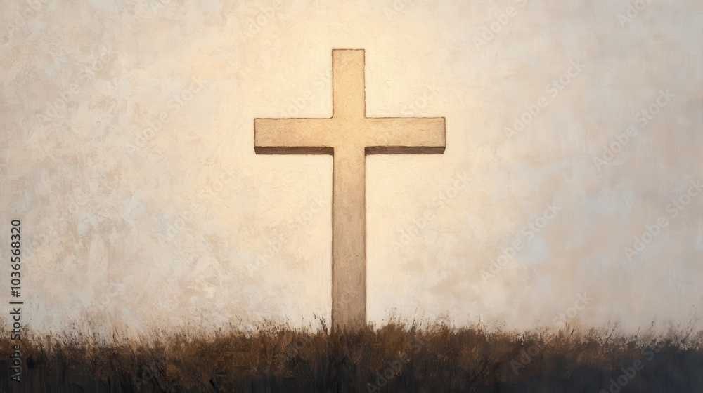 Serene Cross Enveloped in Soft Glowing Light Symbolizing the Profound Act of Forgiveness and Redemption Through the Sacrifice of Jesus Christ
