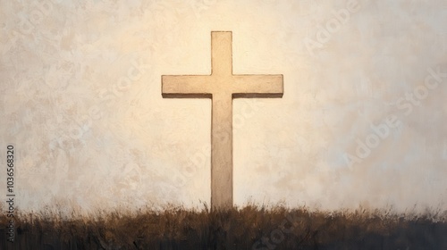 Serene Cross Enveloped in Soft Glowing Light Symbolizing the Profound Act of Forgiveness and Redemption Through the Sacrifice of Jesus Christ photo