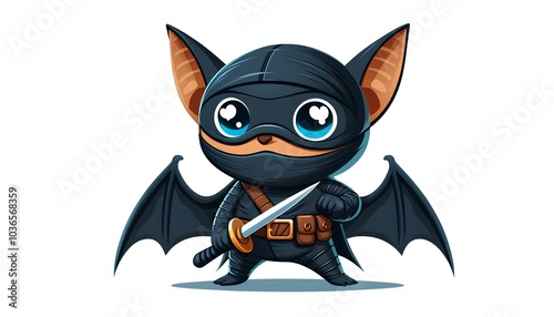 Isolated Cartoon Ninja Bat Design photo