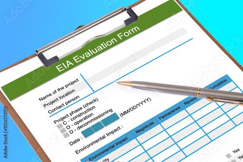 Blank EIA questionnaire form on clipboard.