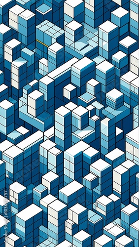 Obraz na płótnie Isometric Cubic Design with Geometric Abstract Shapes