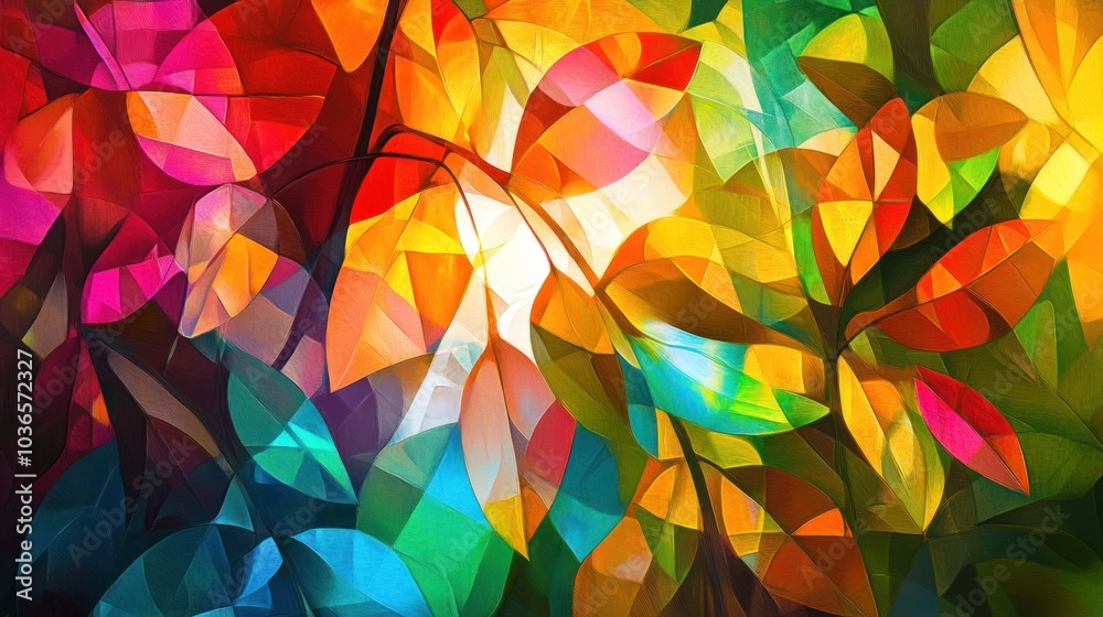 Abstract Painting of Colorful Leaves Abstract Painting of Colorful Leaves