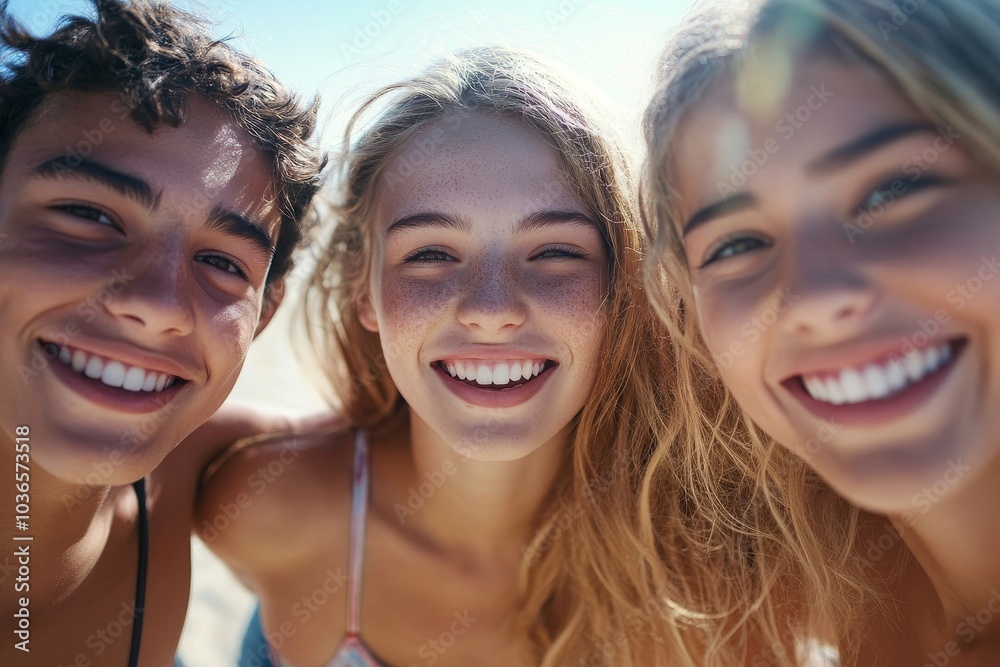Youthful friends having fun and enjoying the summer outdoors, Generative AI Youthful friends having fun and enjoying the summer outdoors, Generative AI