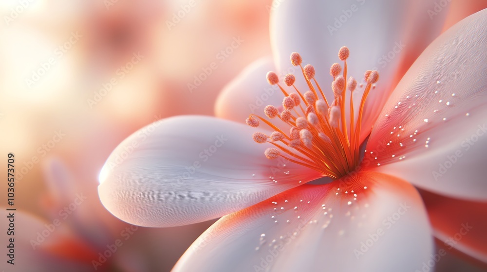Fototapeta premium Close-up of pink flower with dew drops