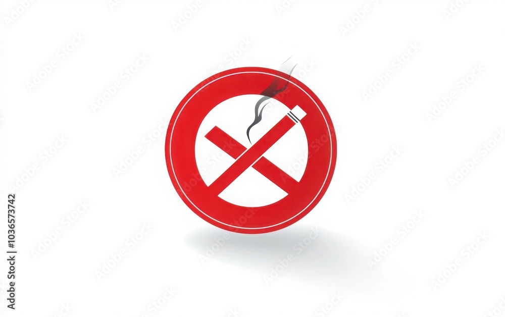 A simple yet effective vector illustration of a no smoking sign in red, showcasing a cigarette within a circle and a diagonal line A simple yet effective vector illustration of a no smoking sign in red, showcasing a cigarette within a circle and a diagonal line