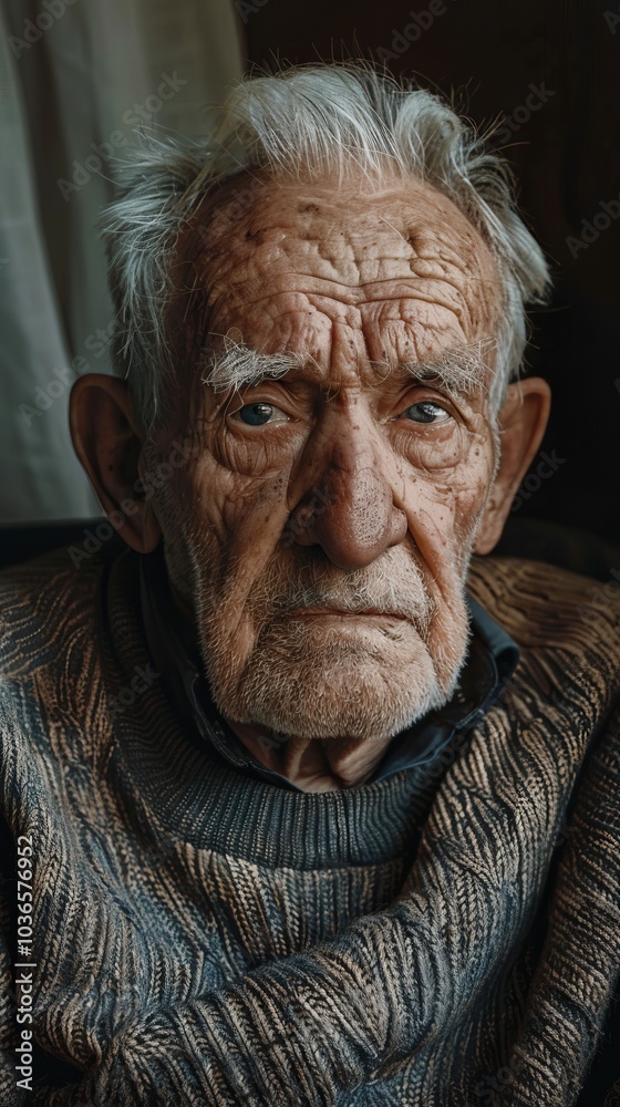 Elderly man in an uncluttered setting with room for text Elderly man in an uncluttered setting with room for text