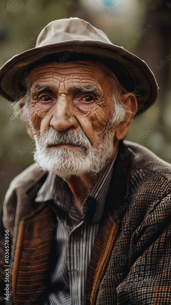 Elderly man in minimalistic attire Elderly man in minimalistic attire