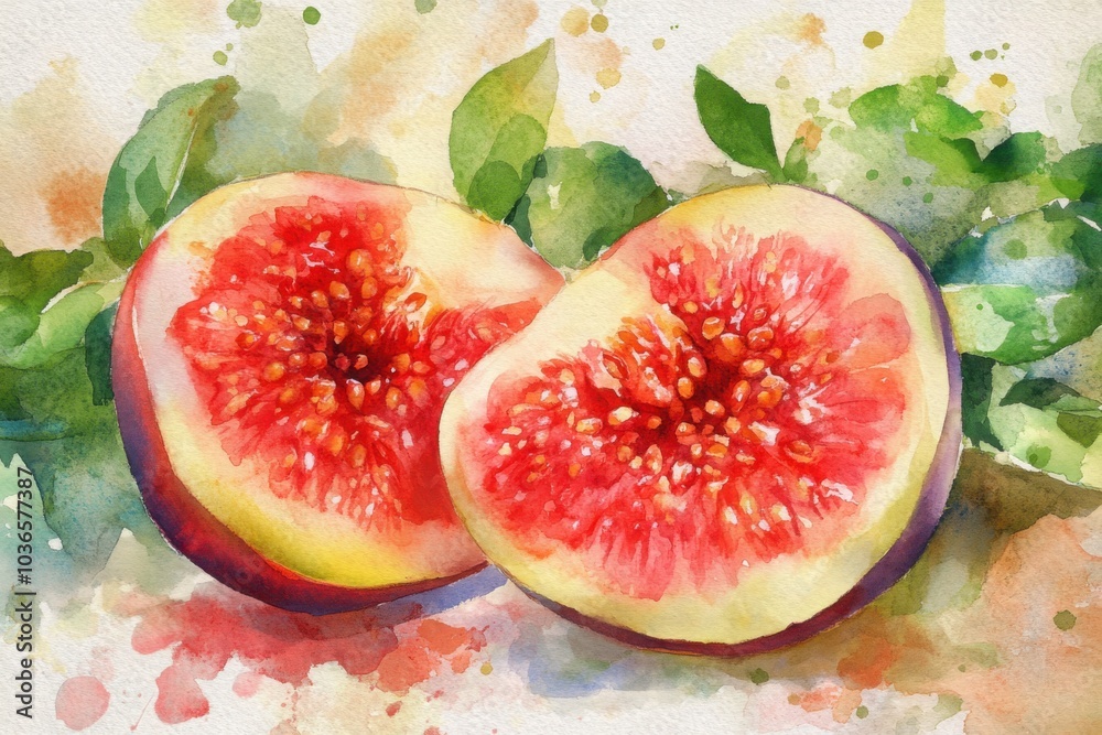 Fresh Figs in Watercolor Illustration Style Fresh Figs in Watercolor Illustration Style