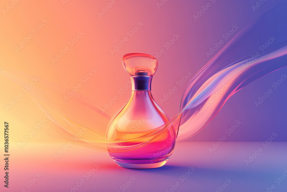 Stylish mockup of a modern sporty perfume bottle with a vibrant gradient background Stylish mockup of a modern sporty perfume bottle with a vibrant gradient background