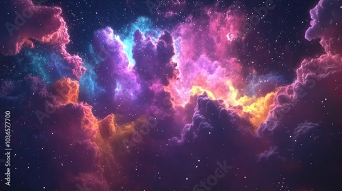 Colorful Nebula animation featuring a 3D cartoon rendering flying through outer space