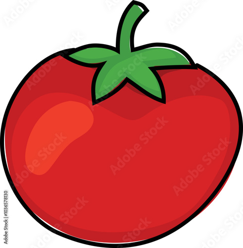 Tomato cartoon on white background. Vector illustration.