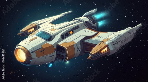 Wallpaper Mural Launch of a cartoon starship in a futuristic design ideal for kids 2D cosmic shuttle and galaxy explorer craft as game assets featuring a fun imaginative vehicle Torontodigital.ca