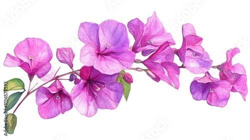 Fototapeta Naklejka Na Ścianę i Meble -  Bougainvillea purple flower watercolor clipart
