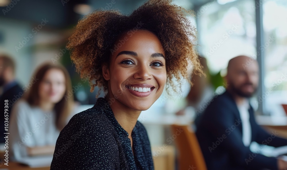 Diverse business professionals having a video conference in an office, Generative AI