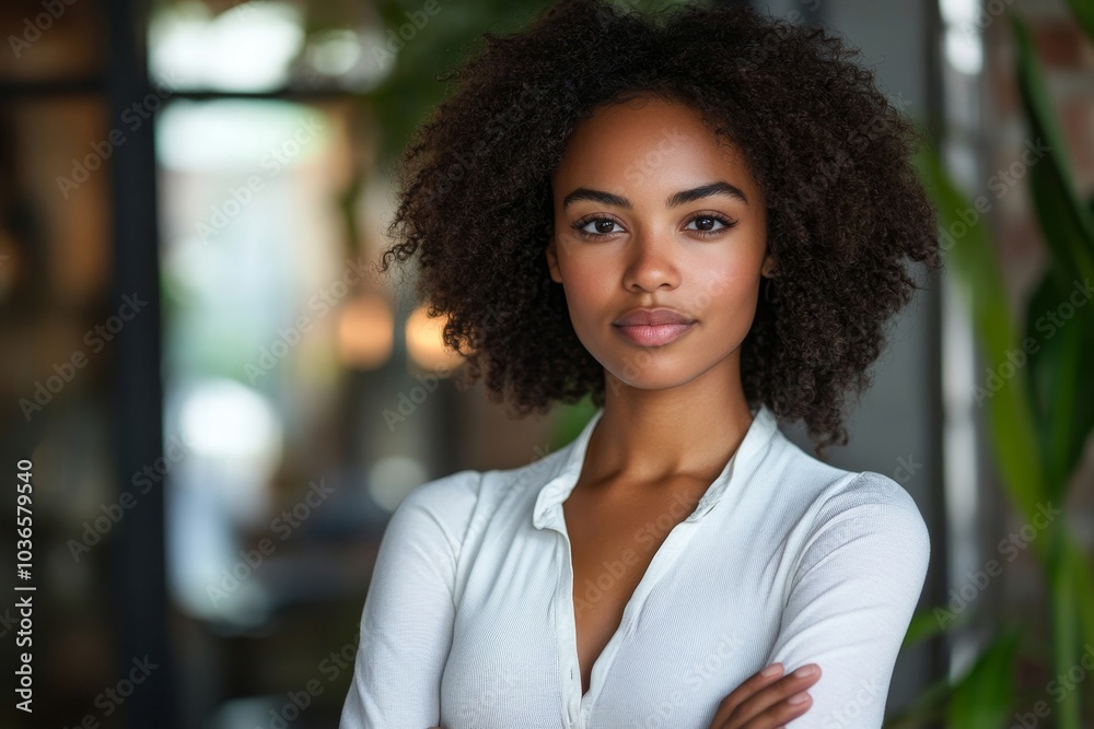 Successful female entrepreneur standing confidently, Generative AI